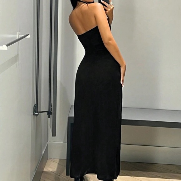 Adjustable Split Thigh Edgy Strapless Dress - Picture 2 of 2